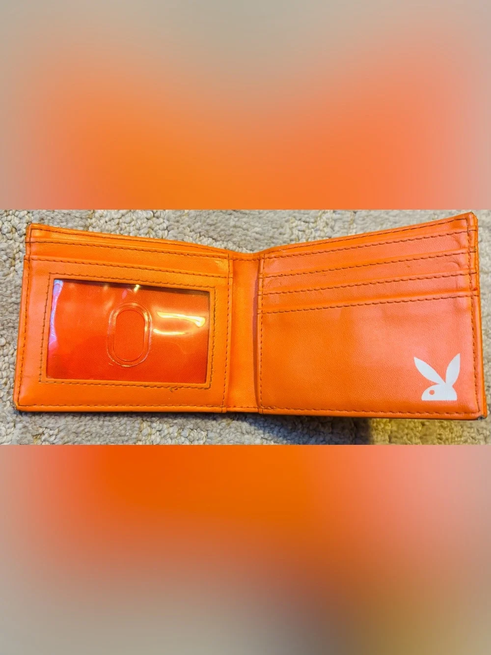 Orange Playboy Logo Bifold Wallet